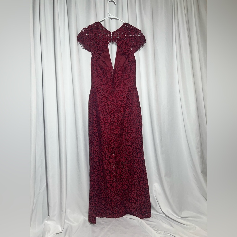 Harlyn Burgundy place Cap Sleeve Dress | S - Picture 9 of 12